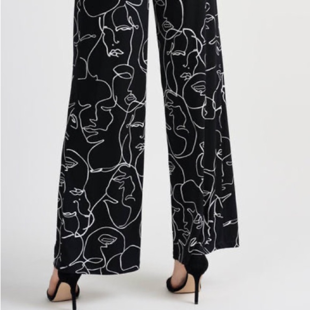 NWT- designer Joseph Ribkoff  wide leg “ face print” abstract wide leg pant